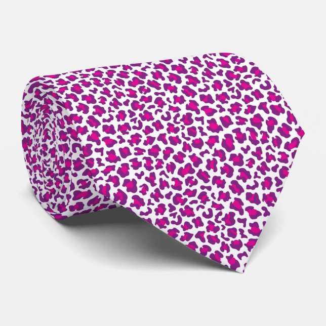 pink leopard skin pattern neck tie (Rolled)