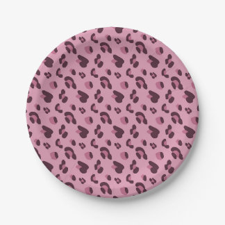 Pink Leopard Skin Pattern Paper Plates