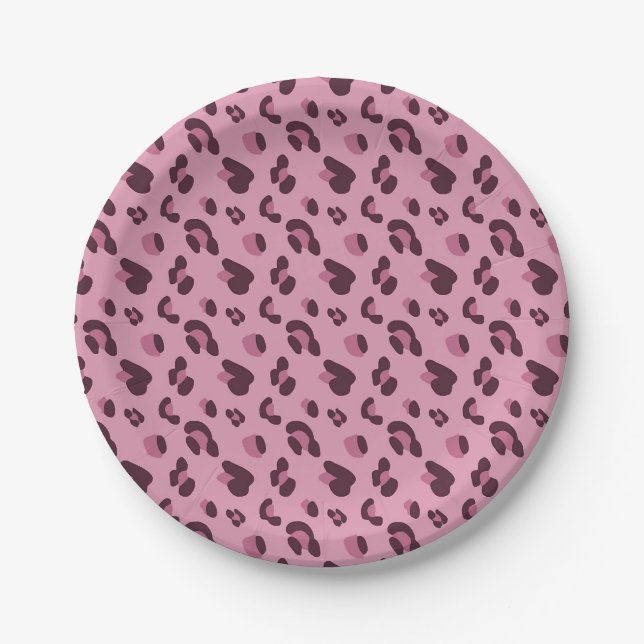 Pink Leopard Skin Pattern Paper Plates (Front)