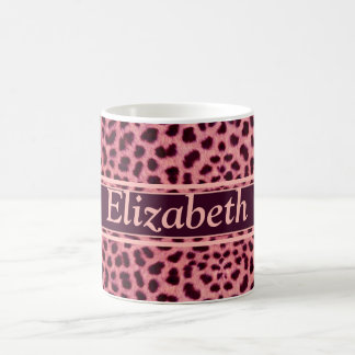 Pink Leopard Skin Pattern Personalize Coffee Mug