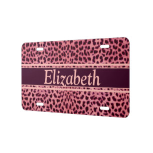 Pink Leopard Skin Pattern Personalize License Plate
