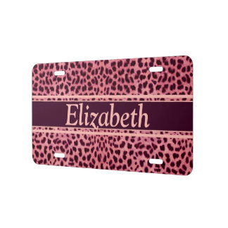 Pink Leopard Skin Pattern Personalize License Plate