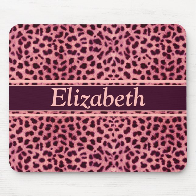Pink Leopard Skin Pattern Personalize Mouse Pad (Front)