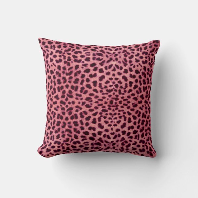 Pink Leopard Skin Pattern Throw Pillow (Front)