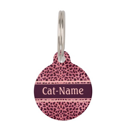 Pink Leopard Skin Personalize Pet ID Tag