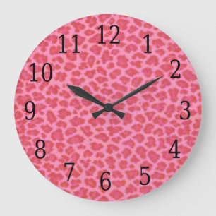 Pink Leopard Skin Round Clock