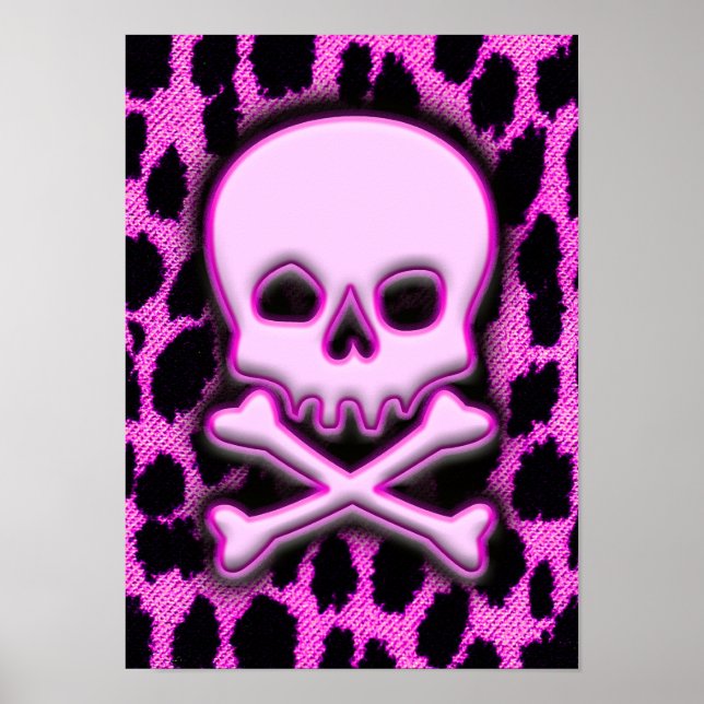Pink Leopard Skull Poster (Front)