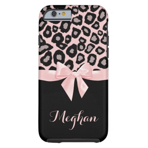 Pink Leopard Spots and Bow Tough iPhone 6 Case
