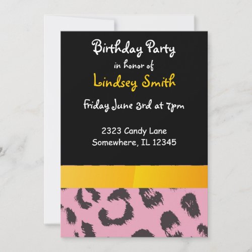 Pink Leopard Spots Birthday Invitation