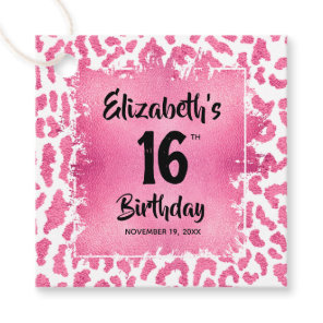 Pink Leopard Sweet 16th Birthday Personalized Favor Tags