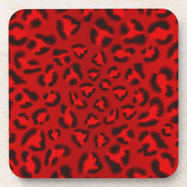 Pink leopard texture pattern. beverage coaster (Front)