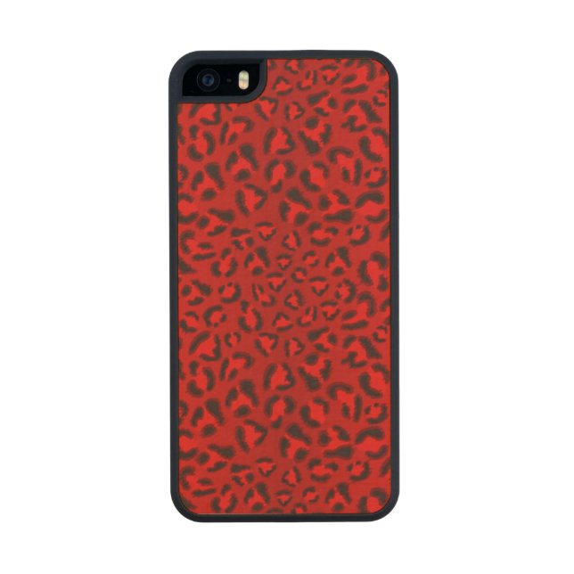 Pink leopard texture pattern. carved wood iPhone case (Back)