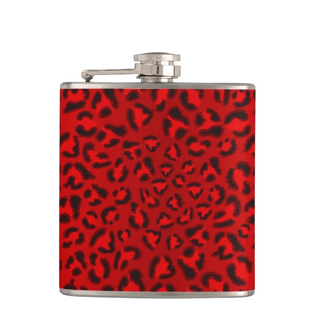 Pink leopard texture pattern. flask (Front)