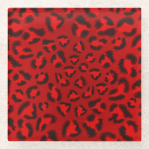 Pink leopard texture pattern. glass coaster