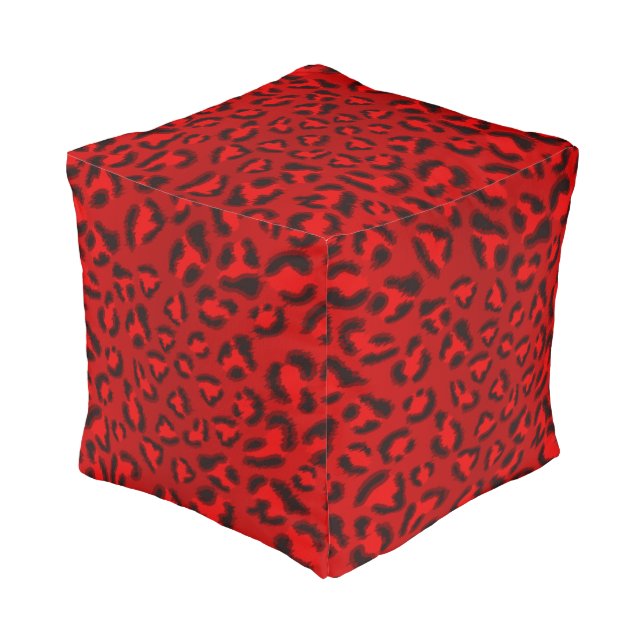 Pink leopard texture pattern. pouf (Angled Front)