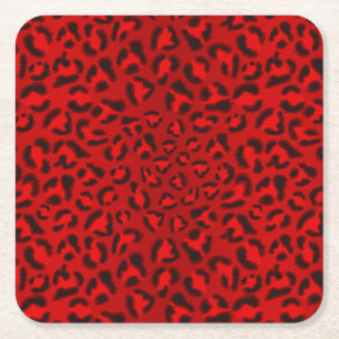 Pink leopard texture pattern. square paper coaster