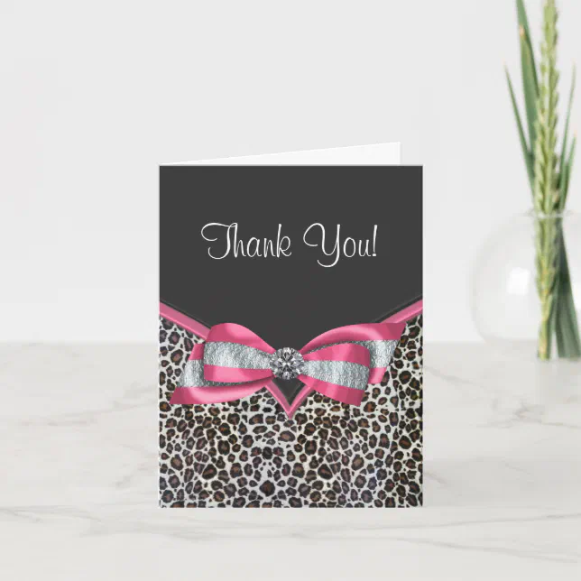 Pink Leopard Thank You Cards | Zazzle