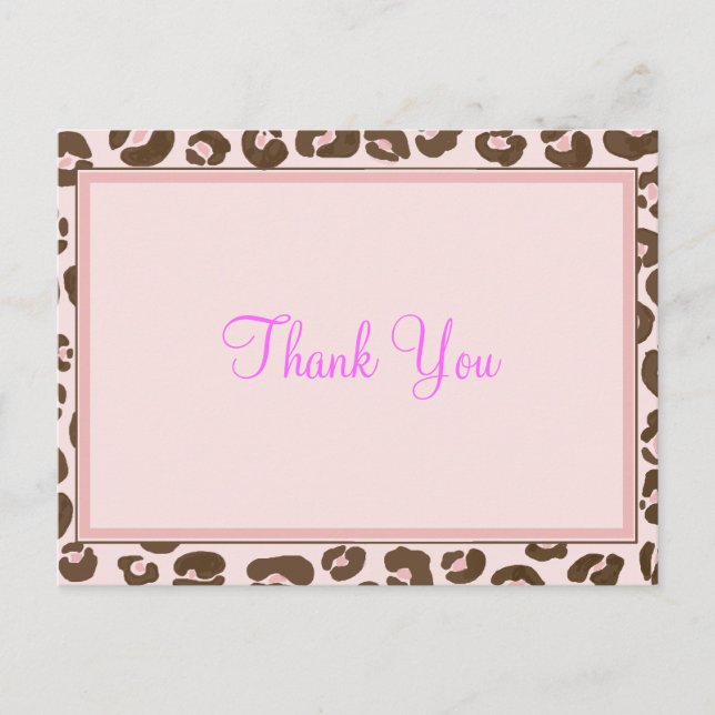 Pink Leopard Thank You Postcard (Front)
