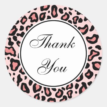 Pink Leopard Thank You Stickers by suncookiez at Zazzle