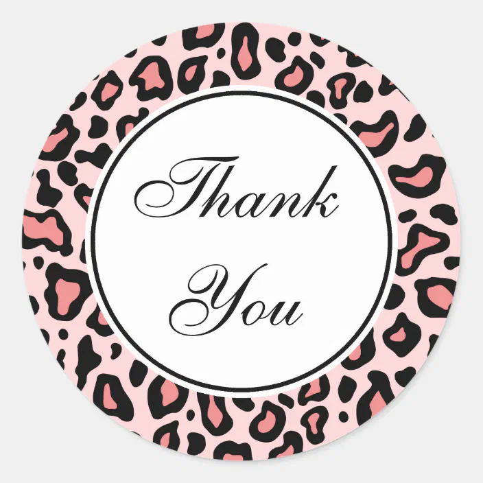 Thank You Stickers Cow Print Pink Leopard Print Animal Print Business Labels