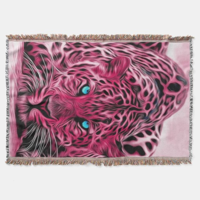 Pink Leopard Throw Rug Throw Blanket (Front)