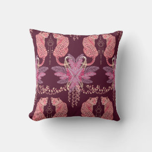 Pink Leopards in the Jungle Throw Pillow 