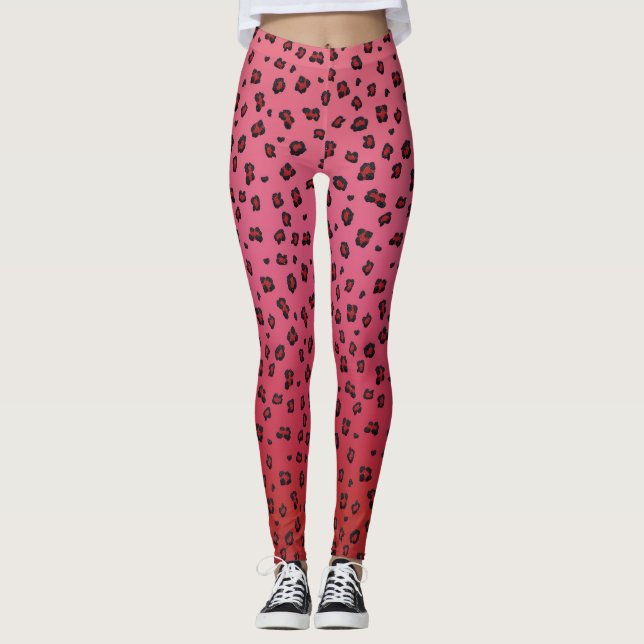 Pink Leppard Leggings - Valentine's Yoga Pants (Front)