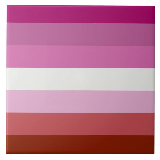 Pink Lesbian Pride Flag Ceramic Tile (Front)