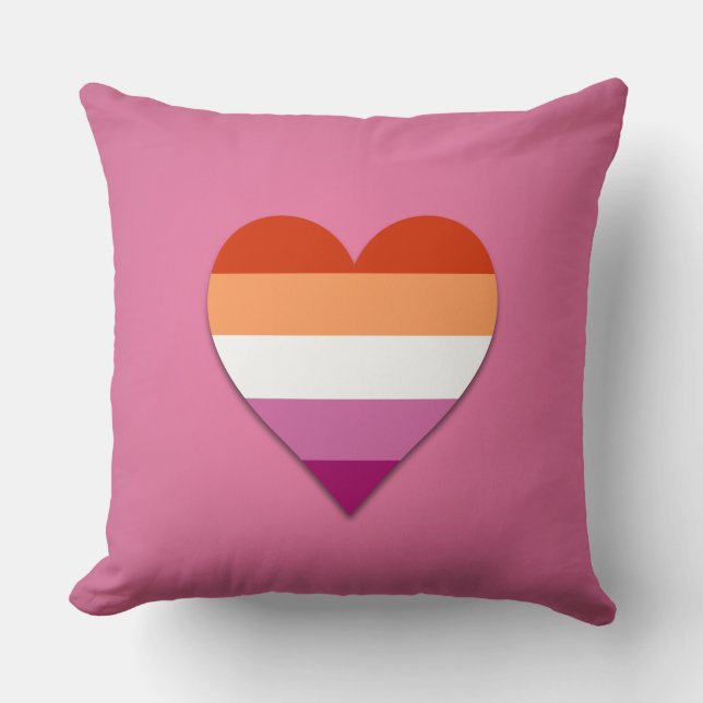 Pink lesbian pride heart design throw pillow (Front)