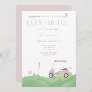 Pink let’s par tee Golf Birthday Invitation