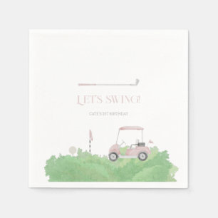 Pink let’s par tee Golf Birthday  Napkins