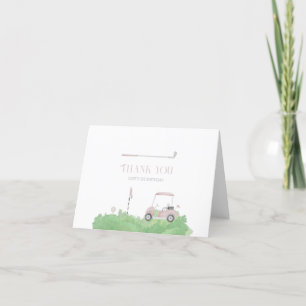 Pink let’s par tee Golf Birthday Thank You Card