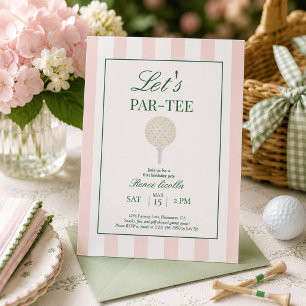 Pink Let’s Par-Tee Golf First Birthday Invitation