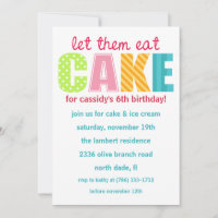 Pink Let Them Eat Cake Birthday Party Invitation