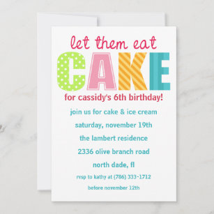 Pink Let Them Eat Cake Birthday Party Invitation