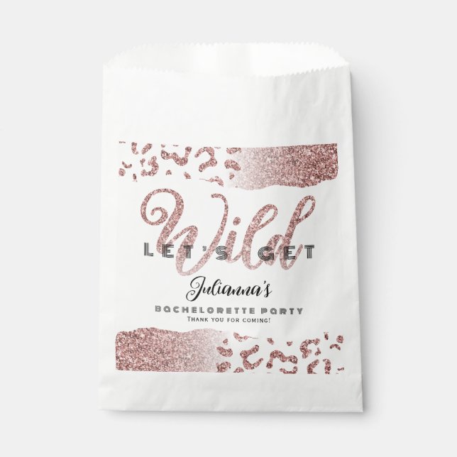 Pink Let's Get Wild Animal Print Bachelorette Bach Favor Bag (Front)