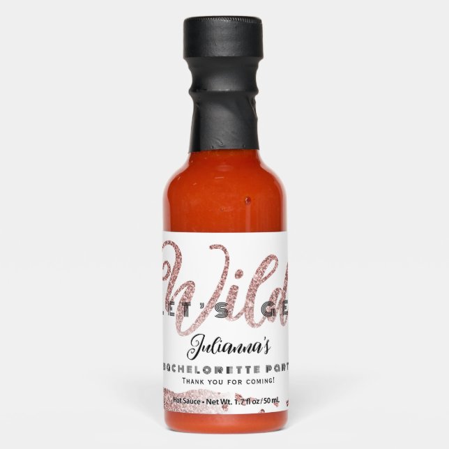 Pink Let's Get Wild Animal Print Bachelorette Bach Hot Sauces (Front)