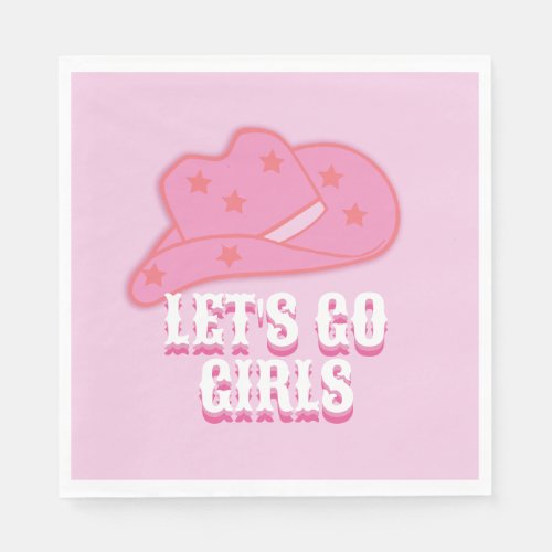 Pink Lets Go Girls Cowboy Hat Rodeo Napkins