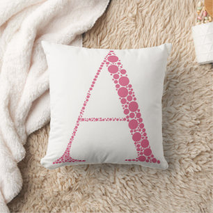 Pink Letter A Pillow – Minimal Monogram Home