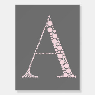 Pink Letter A Wall Art – Modern Minimal Monogram  Foam Board