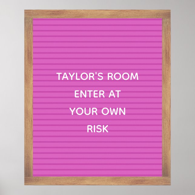 Pink Letter Board Sign Custom Message Poster (Front)