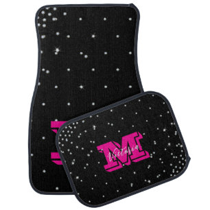Pink Letter Diamond Gems Personalized Name Car Floor Mat