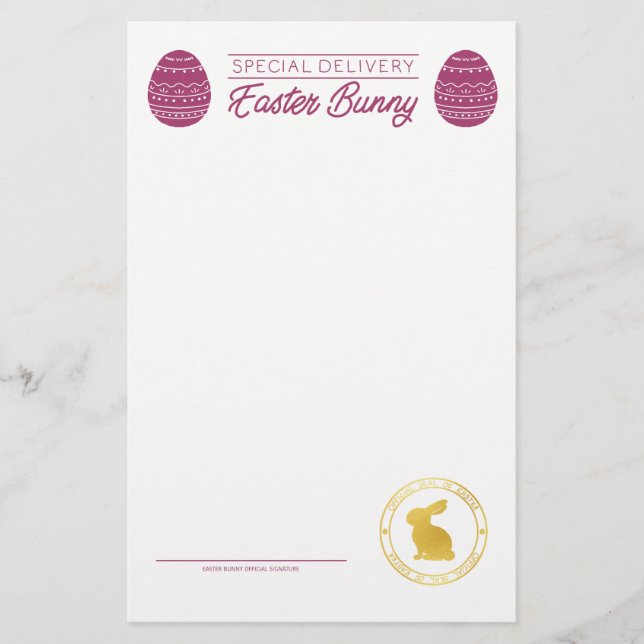 Pink Letter From The Easter Bunny Blank (Front)