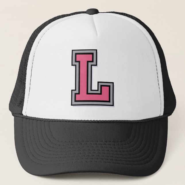 Pink Letter 'L' Trucker Hat (Front)