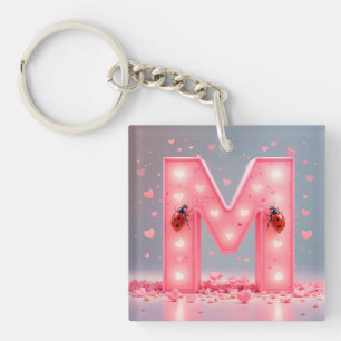 Pink Letter M For Personalized Everyday Accessorie Keychain