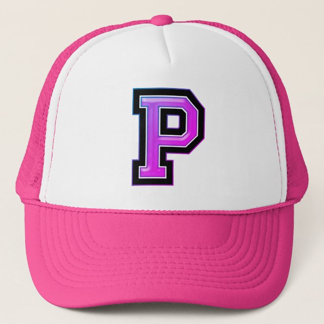 Pink Letter "P" Trucker Hat (Front)