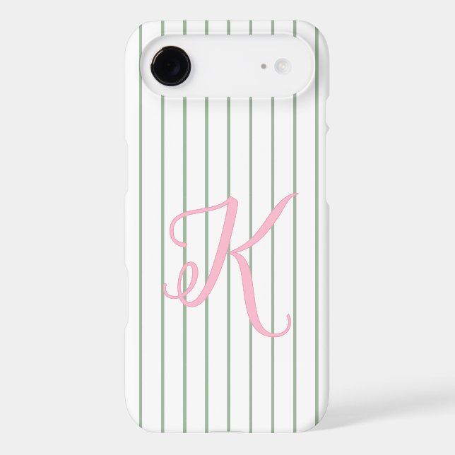 Pink Letter with Green and White Stripes iPhone Case (Back)