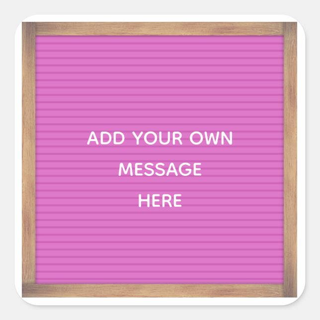 Pink Letterboard Marquee Sign Custom Message Square Sticker (Front)