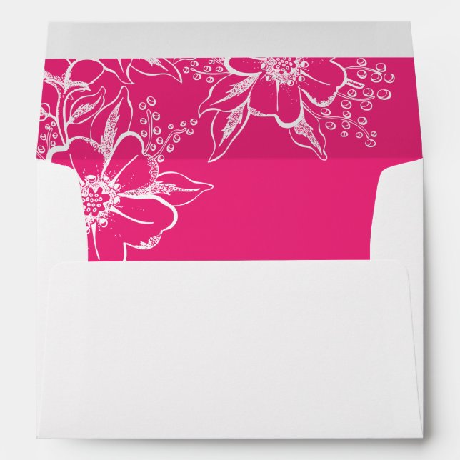 Pink Letterpress Style Wedding Envelope (Back (Bottom))