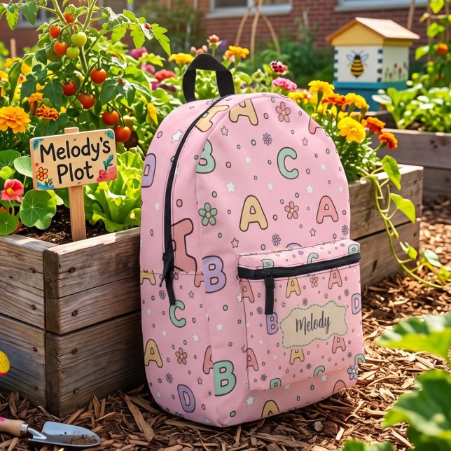 Pink Letters Back to School Pattern  Printed Backpack (Creator Uploaded)